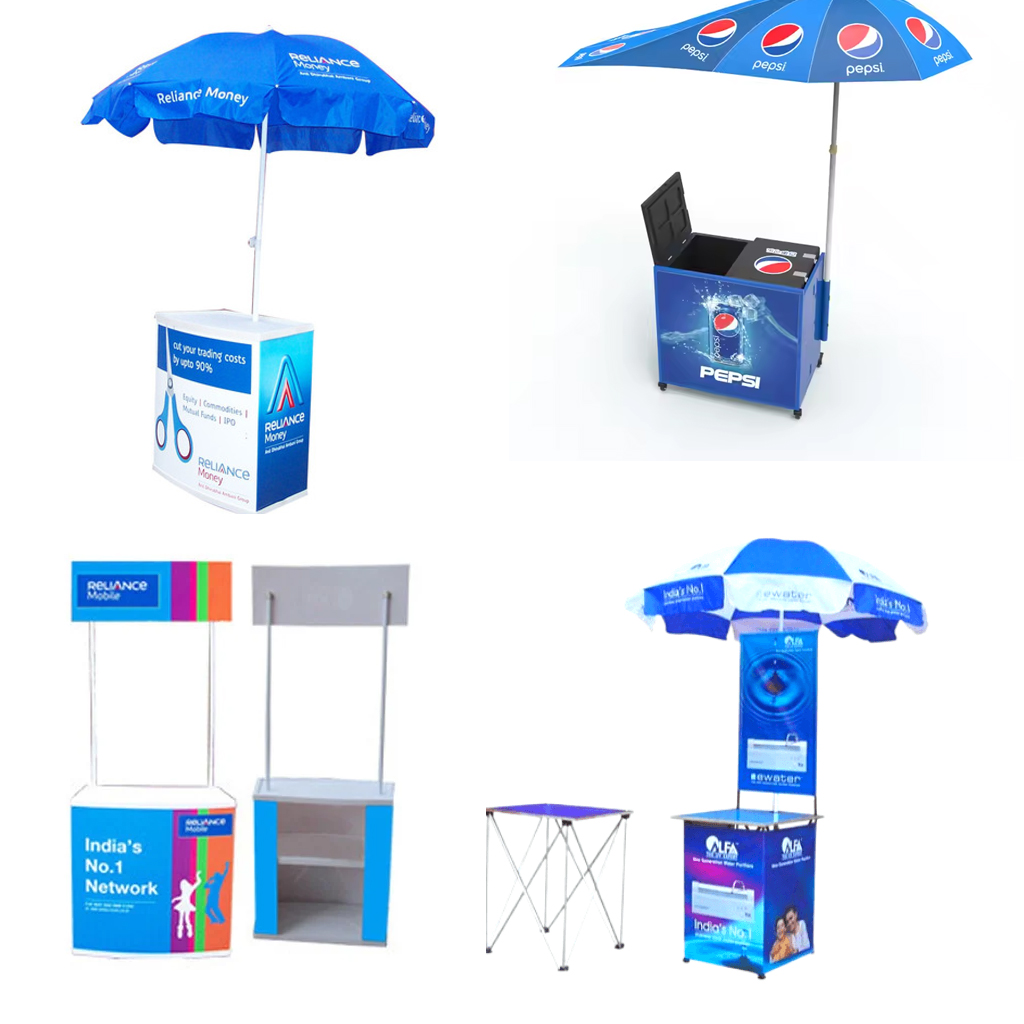 Promotional table with umbrella